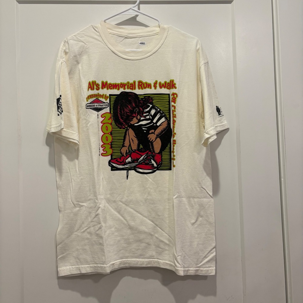 Vintage 2003 Als Memorial Run & Walk Team Alyssa Graphic T-Shirt Cream Large